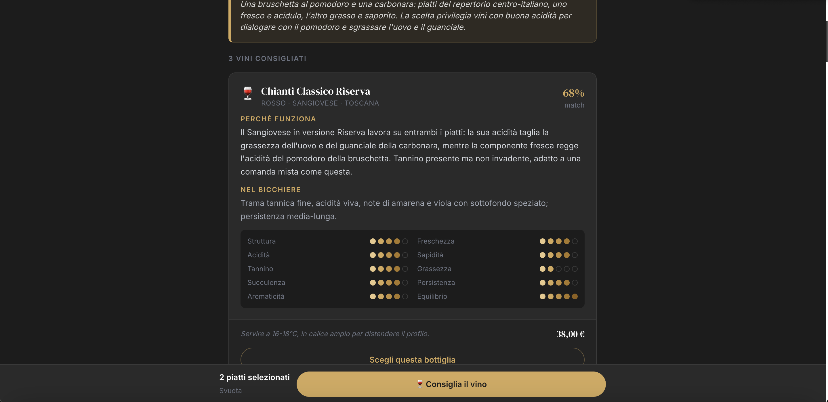 Dashboard AI Som con report e marginalità del vino